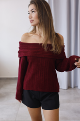 Bordo Madonna Yaka Triko Kazak