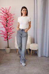 Boston Relax Fit Yüksek Bel Jean - Vintage Yıkama