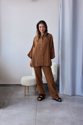 Kahve Müslin Kumaş Takım