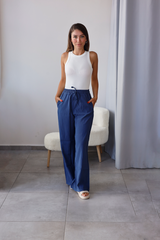 Mavi Tensel Kumaş Pantolon