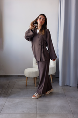 Kahve Tensel Kimono Takım