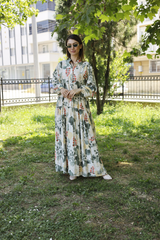 Yeşil Bahar Desenli Elbise