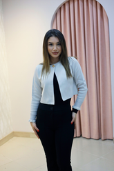 Krem Peluş Manşet Detaylı Triko Hırka