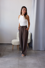 Kahverengi Tensel Kumaş Pantolon