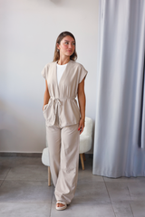 Bej İnce Kuşaklı Poliviskon Takım