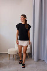 Siyah Basic Fit Kap Kollu Tişört