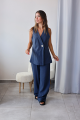 İndigo Mavisi Yelek Pantolon Takım