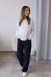 Gri Bisiklet Yaka Oversize Sweatshirt