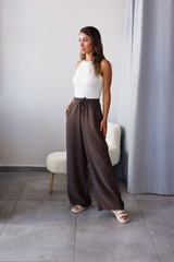 Kahverengi Tensel Kumaş Pantolon