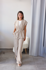 Bej İnce Kuşaklı Poliviskon Takım