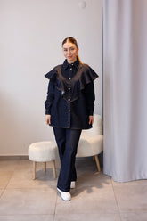 Volanlı Denim Takım