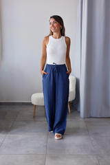 Mavi Tensel Kumaş Pantolon