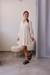 Ekru Kat Detaylı Gömlek Tunik