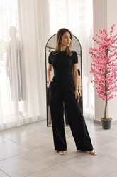 Siyah Tencel Palazzo Pantolon