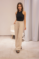 Ekru Tensel Kumaş Pantolon