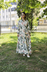 Yeşil Bahar Desenli Elbise