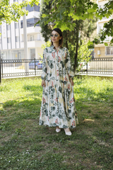 Yeşil Bahar Desenli Elbise