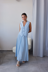 Mavi Yelek Etek Takım