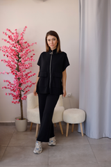 Siyah Oysho Fermuarlı Takım