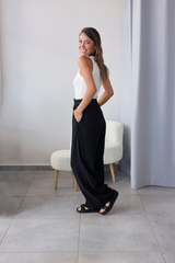 Siyah Tensel Kumaş Pantolon