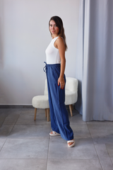 Mavi Tensel Kumaş Pantolon