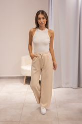 Bej Soft Touch Geniş Paça Eşofman