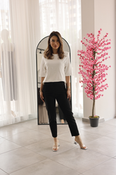 Siyah Pens Detaylı Yüksek Bel Pantolon