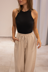 Ekru Tensel Kumaş Pantolon