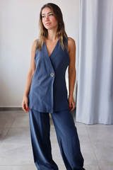 İndigo Mavisi Yelek Pantolon Takım