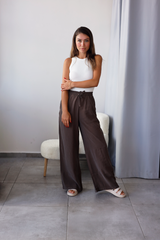 Kahverengi Tensel Kumaş Pantolon