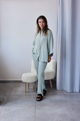 Çağla Yeşili Müslin Kumaş Takım