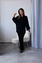 Siyah Müslin Kumaş Takım