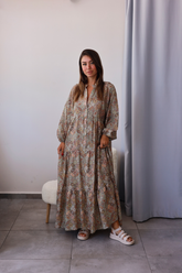 Bohem Desenli Viskon Elbise