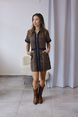 Kahve Kot Garneli Elbise