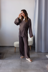 Kahve Tensel Kimono Takım
