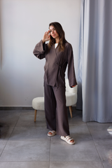 Kahve Tensel Kimono Takım
