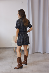 Lacivert Kot Garneli Elbise