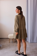 Haki Kat Detaylı Gömlek Tunik