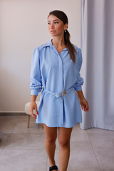 Mavi Kemerli Gömlek Tunik