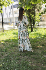 Yeşil Bahar Desenli Elbise