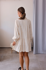 Ekru Kat Detaylı Gömlek Tunik