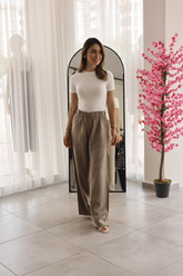 Bej Tencel Palazzo Pantolon
