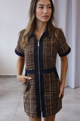 Kahve Kot Garneli Elbise