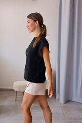 Siyah Basic Fit Kap Kollu Tişört