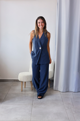 İndigo Mavisi Yelek Pantolon Takım