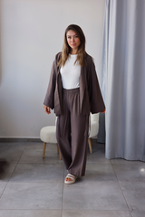 Kahve Tensel Kimono Takım