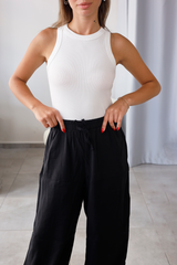 Siyah Tensel Kumaş Pantolon