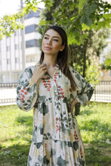 Yeşil Bahar Desenli Elbise