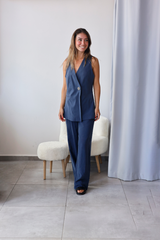 İndigo Mavisi Yelek Pantolon Takım