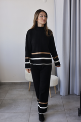 Siyah Çizgi Detaylı Triko İkili Takım